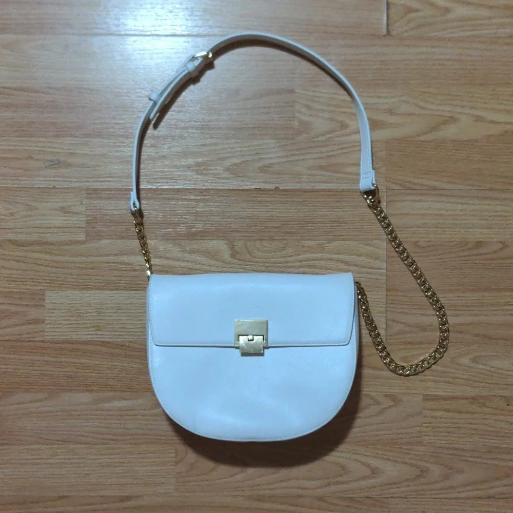 Marina Rinaldi White Leather Shoulder Bag Classic